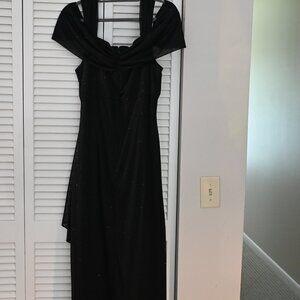 Black Sparkling off the Shoulder evening dress